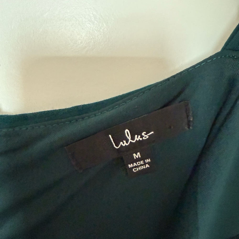 Lulu's Green Sheath Midi Dress Spaghetti Strap Cocktail - Picture 4 of 4